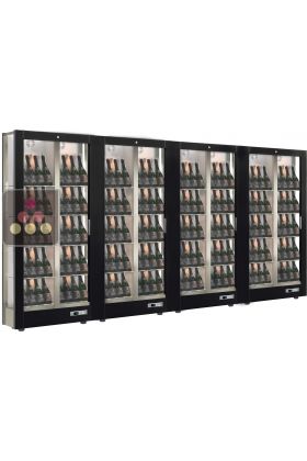 Combination of 4 professional multi-temperature wine display cabinets - 36cm deep - 3 glazed sides - Magnetic and interchangeable cover