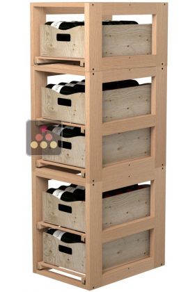 Wooden Storage unit for 5 wooden boxes