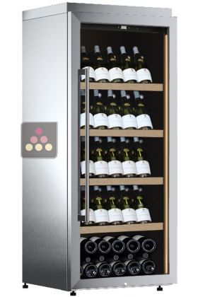 Freestanding single temperature wine cabinet for storage or service - Stainless steel cladding - Inclined bottles