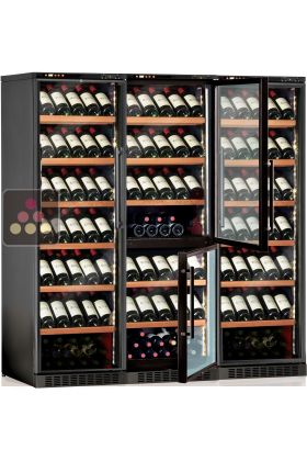 Built-in combination of 3 wine service or storage cabinets - 4-temperature