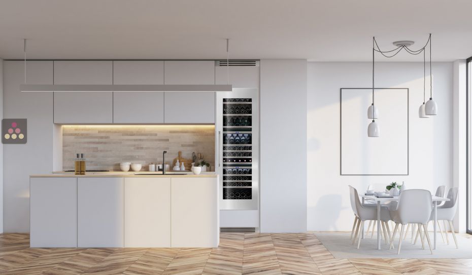 Triple temperature built in wine cabinet for storage and service