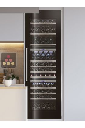 Triple temperature built in wine cabinet for storage and service