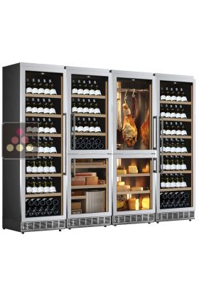 Built-in gourmet combination: wine, cold meat, cheese and cigars - Stainless steel front