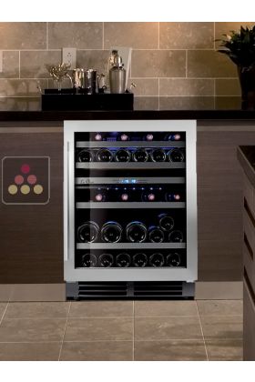 Dual temperature built in wine cabinet for storage and/or service