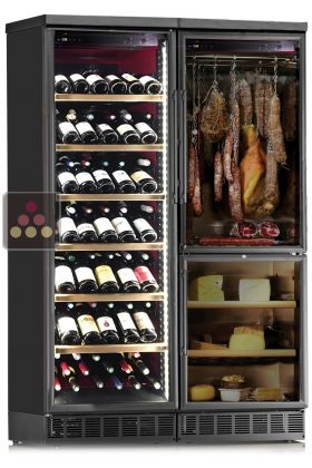 Combined built-in wine cabinet, cheese & cold cuts cabinet