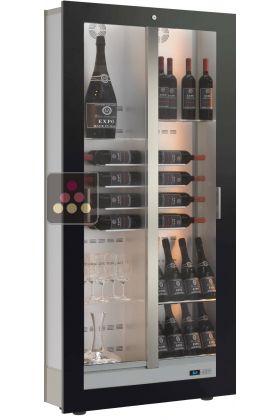 Built-in multi-purpose wine cabinet for storage or service - 56/64 bottles - Reduced depth - Without equipment - Without wooden frame