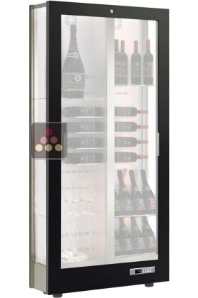 Professional multi-temperature wine display cabinet - 3 glazed sides - 36cm deep - Magnetic and interchangeable cladding - Without shelf
