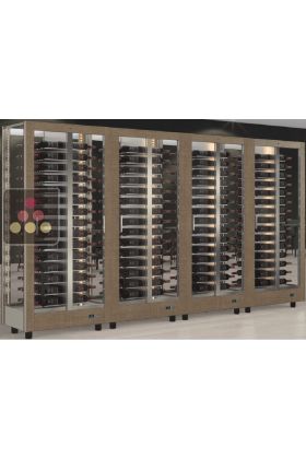 Combination of 4 professional multi-purpose wine display cabinet - 4 glazed sides - Magnetic and interchangeable cover