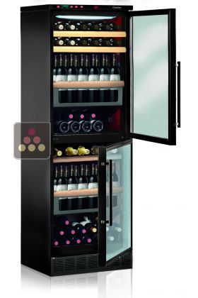 Dual door 2 temperatures wine cabinet for standing bottles - can be fitted