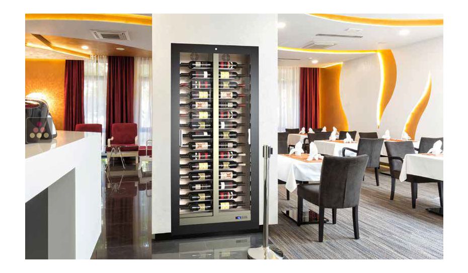 Built-in multi-purpose wine cabinet for storage and service - 36cm deep - Horizontal bottles