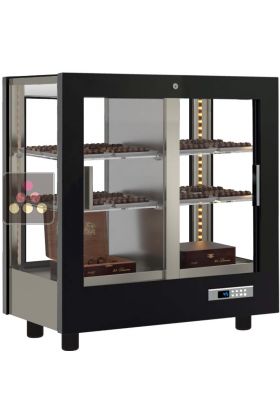 Professional refrigerated display cabinet for chocolates - 4 glazed sides - Wooden cladding