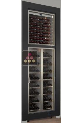 Double professional built-in wine display cabinet - Inclined bottles - Straight frame