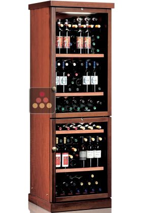 Dual temperature wine cabinet for storage or service - Wood cladding - Vertical bottles