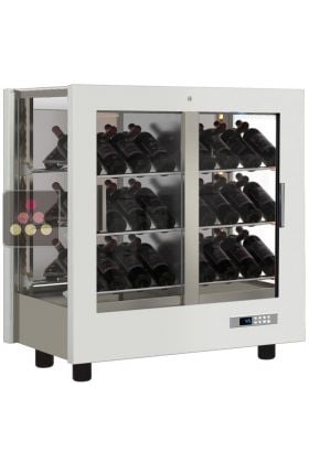 Professional multi-temperature wine display cabinet - 3 glazed sides - Inclined bottles - Wooden cladding