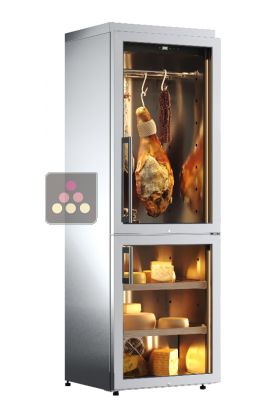 Freestanding combination of cheese and cured meat cabinets - Stainless steel coating
