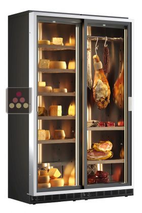 Built in combination of a cheese & cured meat cabinet - Sliding doors