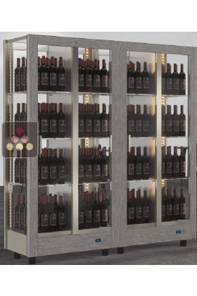 Combination of 2 professional multi-purpose wine display cabinet - 4 glazed sides - Magnetic and interchangeable cover