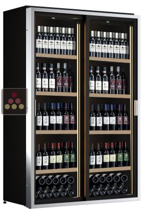 Combined 2 Single temperature wine service & storage cabinets - Stainless steel frame