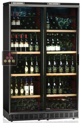 Combined 2 built-in single temperature wine cabinets with sliding doors