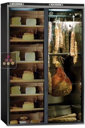 Freestanding combination of cheese and cured meat cabinets - Sliding doors