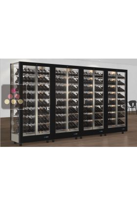 Combination of 4 professional multi-purpose wine display cabinet - 4 glazed sides - Magnetic and interchangeable cover