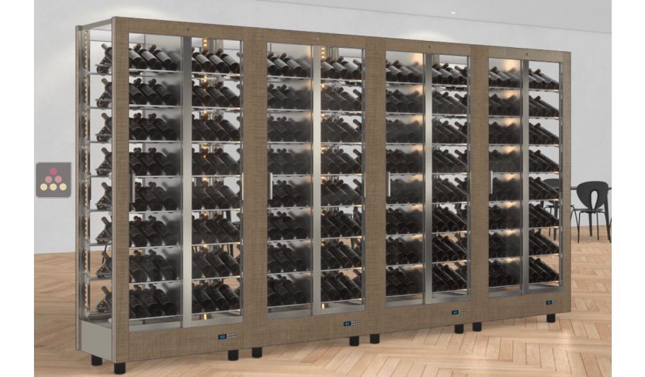 Combination of 4 professional multi-purpose wine display cabinet - 4 glazed sides - Magnetic and interchangeable cover