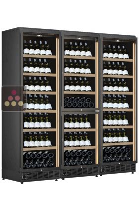 Built-in combination of 3 wine service or storage cabinets - 4-temperature