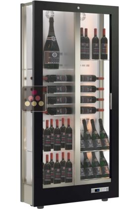Professional multi-temperature wine display cabinet - 3 glazed sides - 36cm deep - Mixed shelves - Magnetic and interchangeable cladding