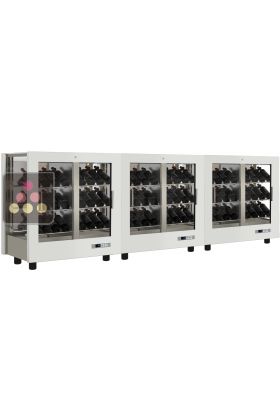 Combination of 3 professional multi-purpose wine display cabinet - 3 glazed sides - Magnetic and interchangeable cover - Inclined bottles