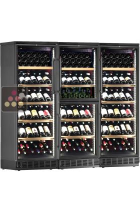 Built-in combination of 3 wine service or storage cabinets - 4 temperature