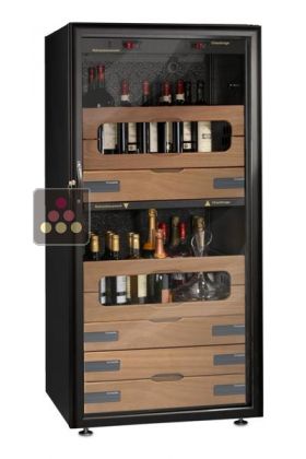 Dual temperature wine service cabinet