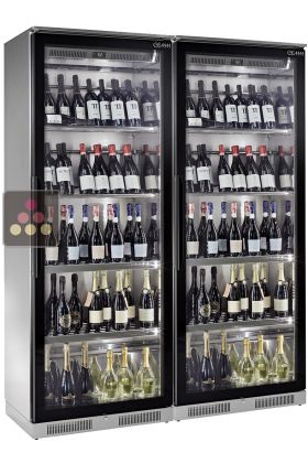 Combined single or multi-temperature wine service cabinet  - Vertical and inclined bottles