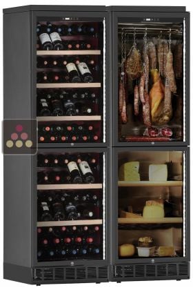 Built-in combination of 2 wine cabinets, a cheese Cabinet, and a cold cuts cabinet