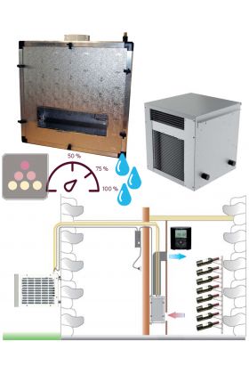 Air conditioner for wine cellar up to 780W with ducted evaporator and humidifier - Vertical ducting