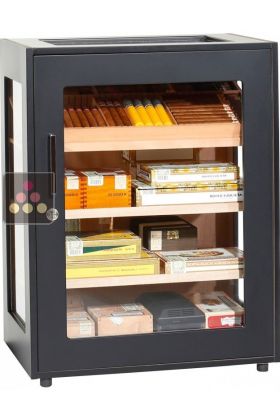 Compact Black Lacquered Cigar Humidor 