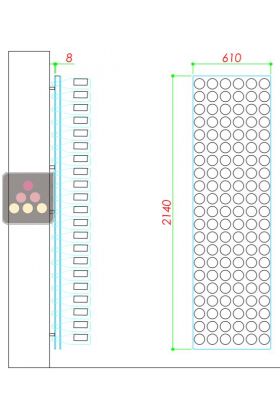 Wall Mounted Bottle Rack in Plexiglass for 126 bottles 75cl
