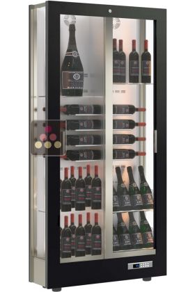 Multi-temperature wine display cabinet for service and storage - 36cm deep - 3 glazed sides - Without cladding - Custom equipment