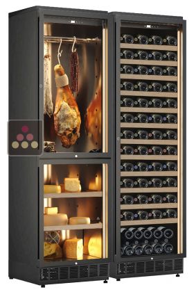 Built-in combination : multi-temperature wine cabinet, cheese and cured meat cabinets - Sliding shelves