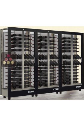 Combination of 3 professional multi-purpose wine display cabinets - 3 glazed sides - Magnetic and interchangeable cover