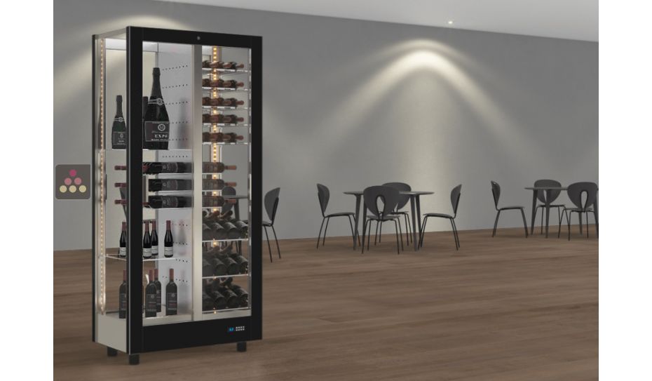 Professional multi-temperature wine display cabinet - 4 glazed sides - Magnetic and interchangeable cover