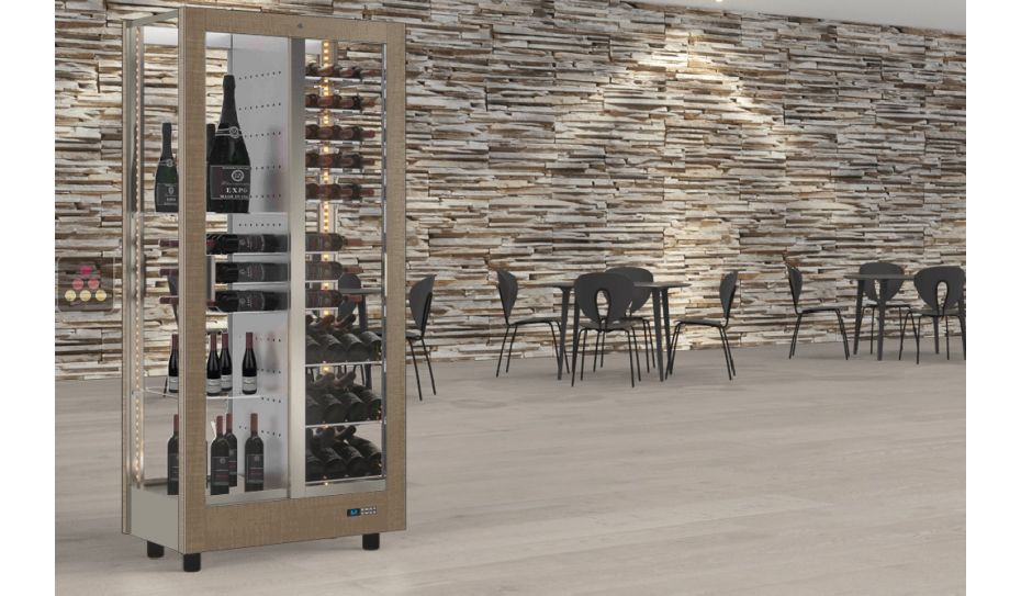 Professional multi-temperature wine display cabinet - 4 glazed sides - Magnetic and interchangeable cover