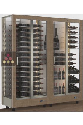 Combination of 2 professional multi-purpose wine display cabinet - 3 glazed sides - Magnetic and interchangeable cover