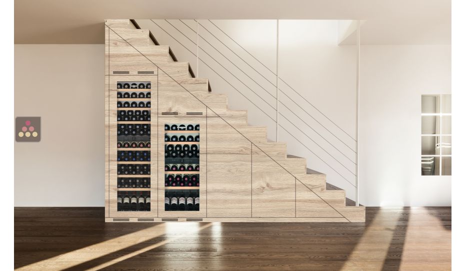 Combination of 2 built in wine cabinet for wine storage and service - Fully integrated
