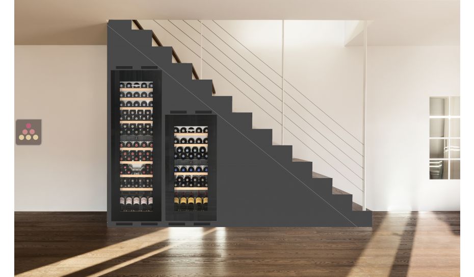 Combination of 2 built in wine cabinet for wine storage and service - Fully integrated
