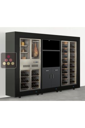 Modular combination of 2 wine cabinets and a cheese/cold cuts cabinet