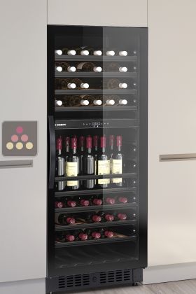 Dual temperature wine cabinet for storage and/or service - Full Glass door