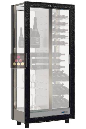 Multi-temperature display cabinet for wine storage and service - 4 glazed sides - Without shelf