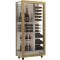 Multi-temperature wine display cabinet for service and storage - 3 glazed sides - Mixed shelves - Wooden cladding