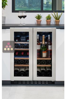 Built-in dual temperature wine service cabinet