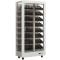 Multi-temperature wine display cabinet for service and storage - 3 glazed sides - Inclined bottles - Wooden cladding